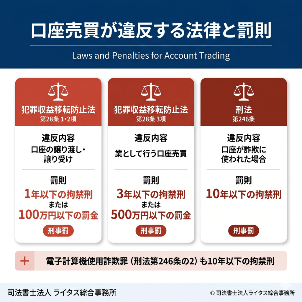口座売買が違反する法律と罰則