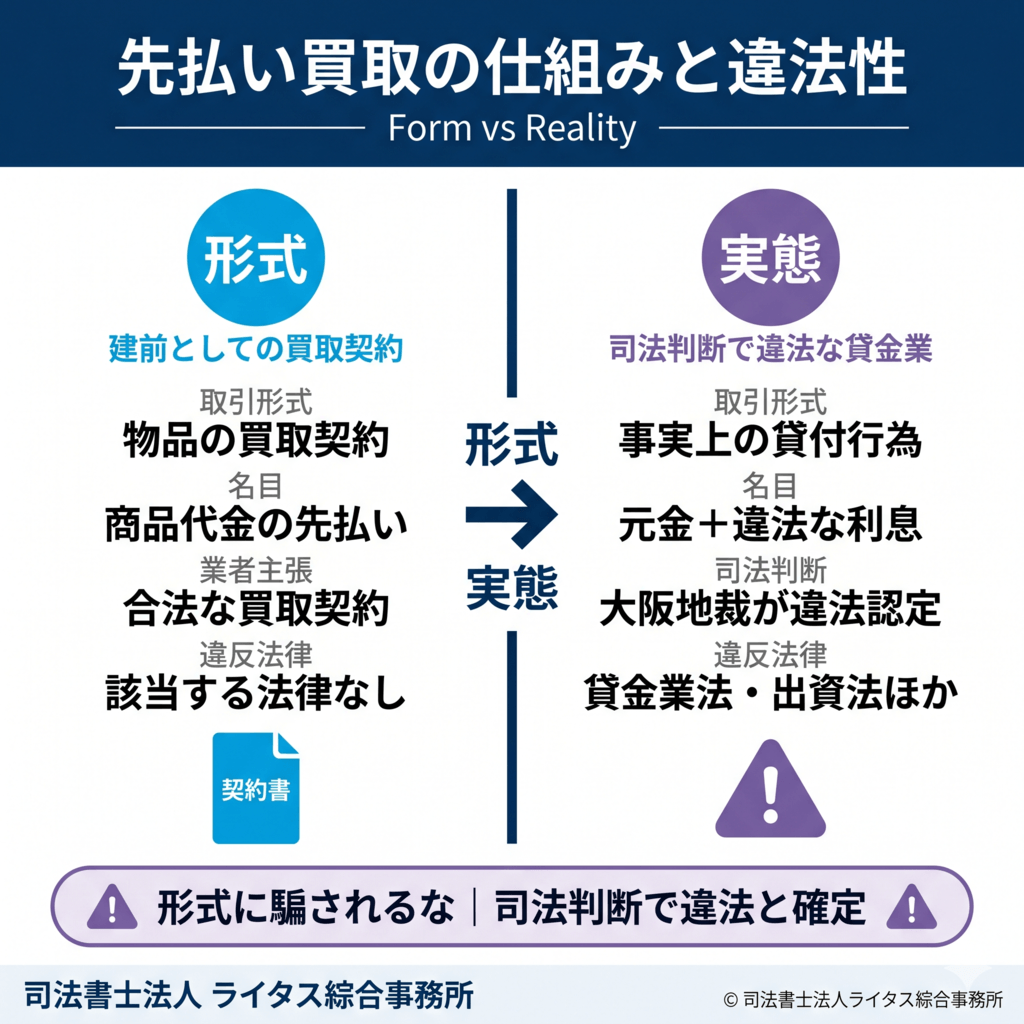 先払い買取の仕組みと違法性