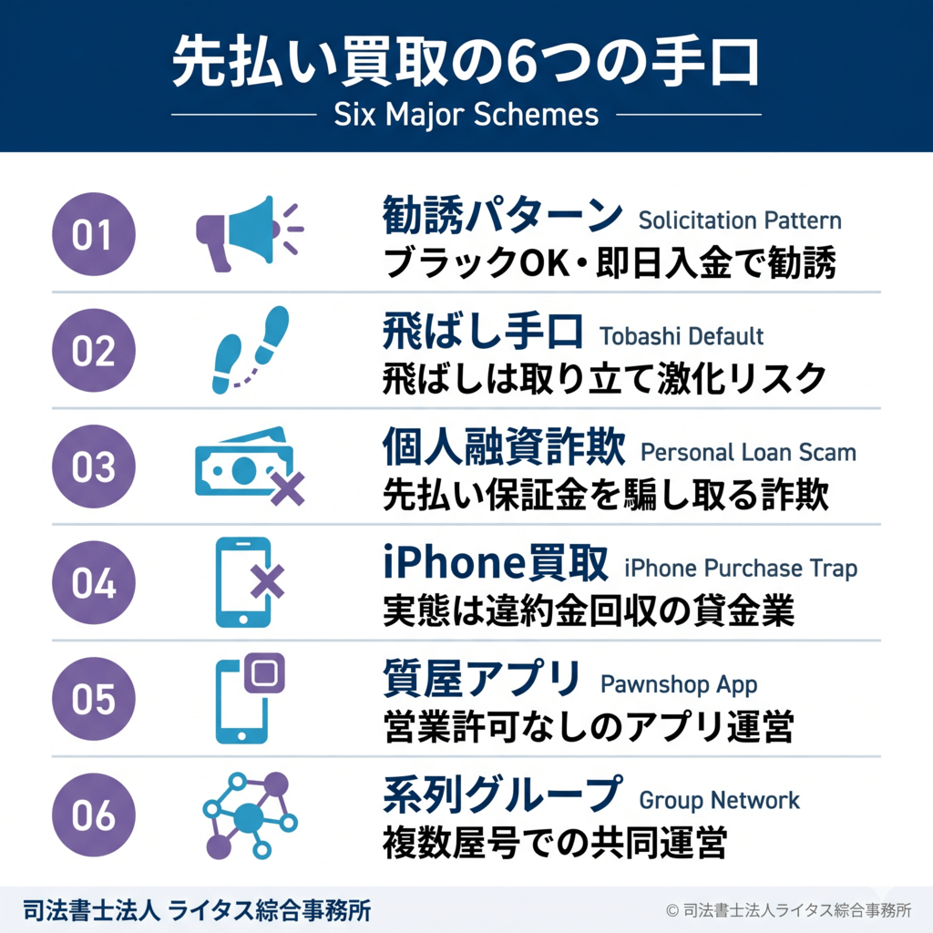 先払い買取の6つの手口