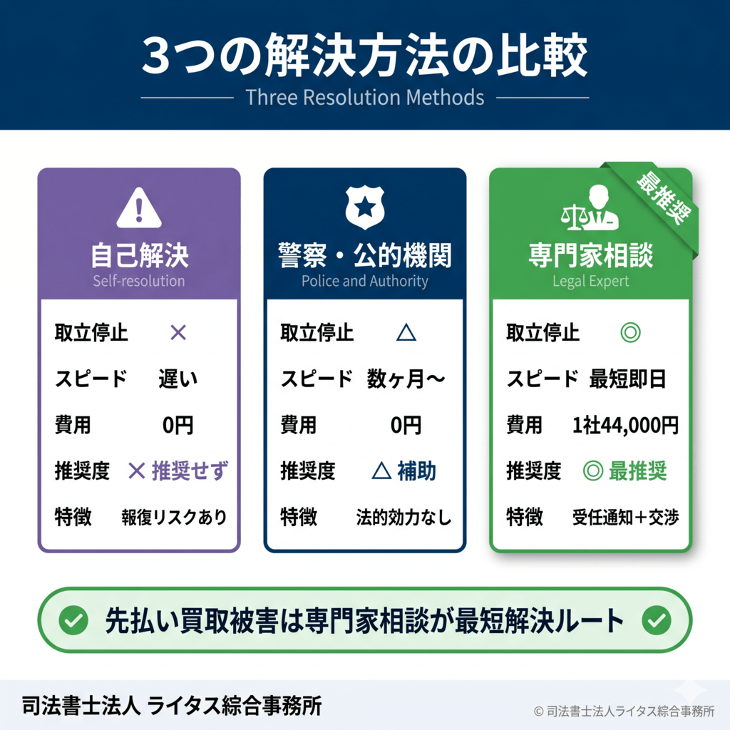 3つの解決方法の比較