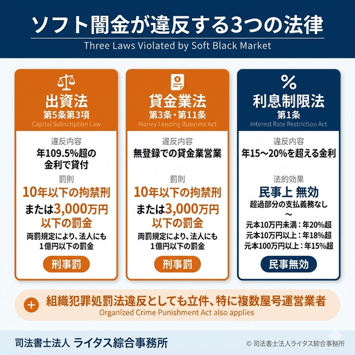図4:ソフト闇金が違反する法律と罰則