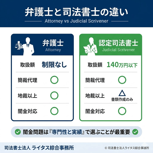 弁護士と司法書士の比較