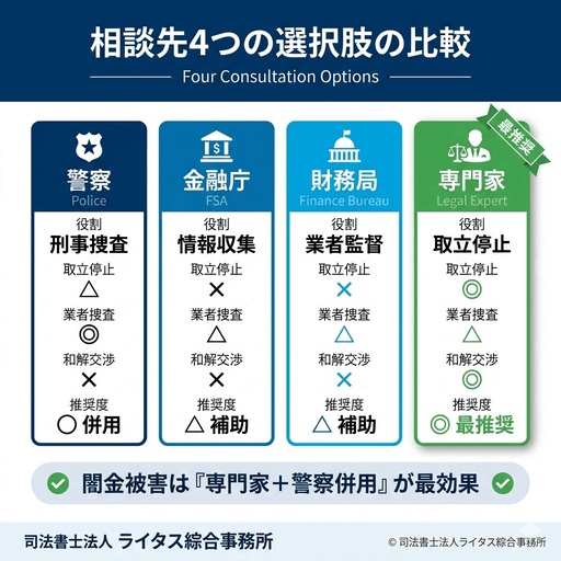 相談先4つの選択肢の比較