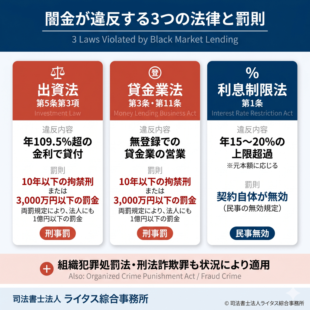 図6：闇金が違反する法律と罰則